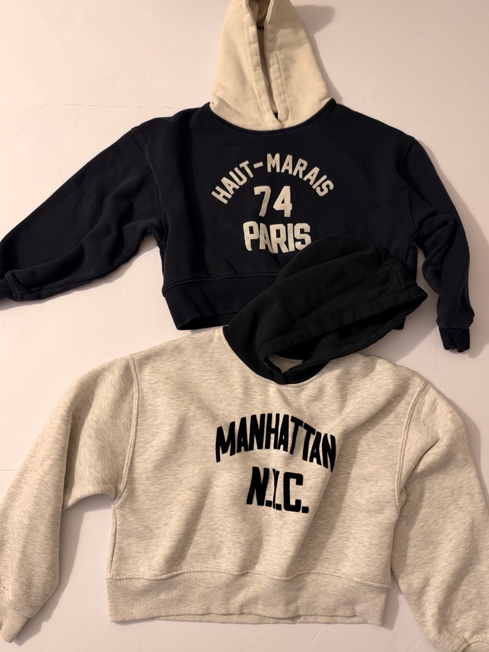 Zara girls Hoodies - Black & Cream Colorblock Pair